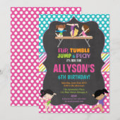 Invitation Fille de fête d'anniversaire de gymnastique (Devant / Derrière)