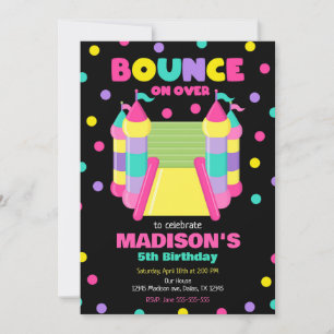 Invitation Fille de fête d'anniversaire de maison de rebond