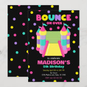 Invitation Fille de fête d'anniversaire de maison de rebond (Devant / Derrière)