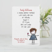 Invitation Fille de fête d'anniversaire en Basket avec vin (Debout devant)