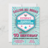 Invitation Fille de fête d'anniversaire guerrière Ninja (Devant)