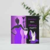 Invitation Fille de fête d'anniversaire violet glamour (Debout devant)