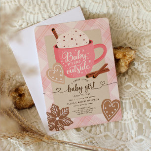 Invitation Fille de Fête de Bébé en Hiver au Chocolat Chaud