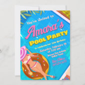 Invitation Fille de Fête de Piscine (Devant)