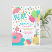 Invitation Fille de Fête de Piscine Flamingo Float (Debout devant)
