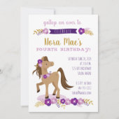 Invitation Fille de fête de poney (Devant)