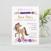 Invitation Fille de fête du poney (Debout devant)