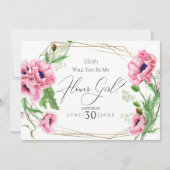 Invitation Fille de fleurs | Coquelicots aquarelle rose (Devant)