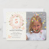 Invitation Fille de fleurs de cerisier rose et or Photo Anniv (Devant)