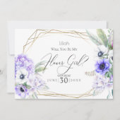 Invitation Fille de fleurs | Fleurs d'anémone violette (Devant)