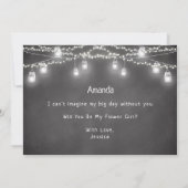 Invitation Fille de fleurs Tableau noir Guirlande lumineuse  (Dos)