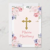 Invitation Fille de fleurs violettes et roses 1ère sainte com (Dos)