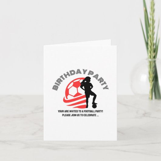 Invitation Fille de football fête d'anniversaire, Joueur de f (Devant)