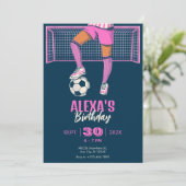 Invitation Fille de football / Fête de soccer (Debout devant)