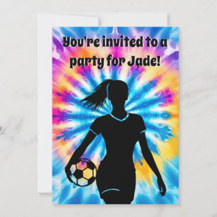 Invitation Fille de football Personnalisé Cravate-Dye Rainbow