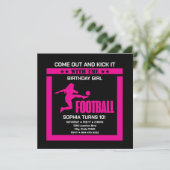 Invitation Fille de footballeur rose, équipe de fille d'anniv (Debout devant)