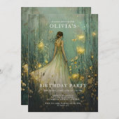 Invitation Fille de forêt enchantée Fairytale Anniversaire (Devant / Derrière)