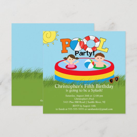 Invitation Fille de garçon d'invitation d'anniversaire de (Devant / Derrière)