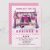 Invitation Fille de hockey sur glace Anniversaire (Devant / Derrière)