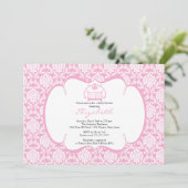 Invitation Fille de huche de rose d'invitation de baby shower (Debout devant)
