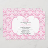 Invitation Fille de huche de rose d'invitation de baby shower (Devant / Derrière)