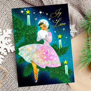 Invitation Fille de la bougie de Noël vintage iridescente fes