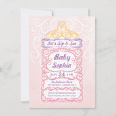 Invitation Fille de la bouteille de bébé Sip and See (Devant)