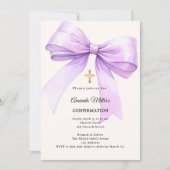Invitation Fille de la crème d'arc lavande Confirmation (Devant)