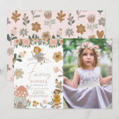 Invitation Fille de la fée rose rouille photo d'anniversaire (Devant / Derrière)