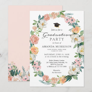 Invitation Fille de la Fête de la Diplôme Rose de classe Flor