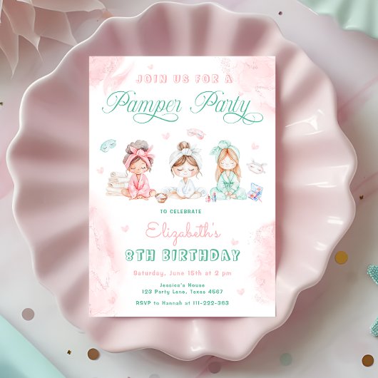 Invitation Fille de la fête de la Pamper spa Anniversaire