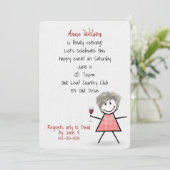 Invitation Fille de la fête de la retraite avec vin (Debout devant)