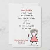 Invitation Fille de la fête de la retraite avec vin (Devant)