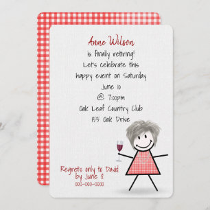 Invitation Fille de la fête de la retraite avec vin