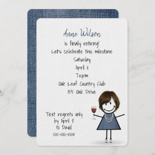 Invitation Fille de la fête de retraite avec verre à vin