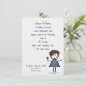 Invitation Fille de la fête de retraite avec verre à vin (Debout devant)