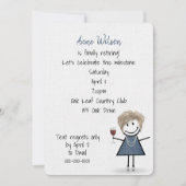 Invitation Fille de la fête de retraite avec verre à vin (Devant)