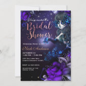 Invitation Fille de la Fête des Morts Rose Bleu Shower de Mar (Devant)