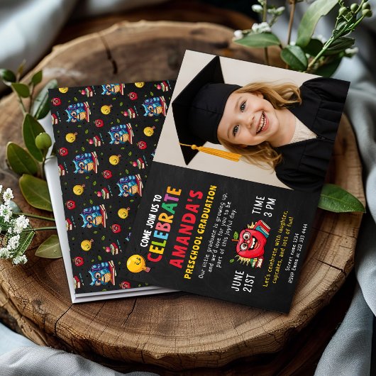 Invitation Fille de la fête d'études préscolaires modifiable