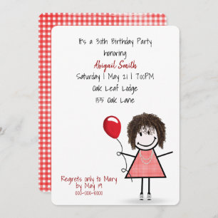 Invitation Fille de la fête du 30e anniversaire avec ballon r