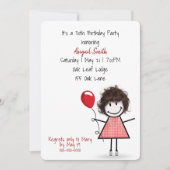 Invitation Fille de la fête du 30e anniversaire avec ballon r (Devant)