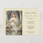 Invitation Fille de la première communion catholique florale (Devant / Derrière)