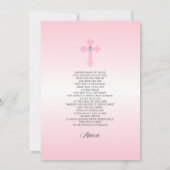 Invitation FILLE de la Première Communion Rose de la couronne (Dos)