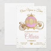 Invitation Fille de la princesse anniversaire royale rose (Devant / Derrière)
