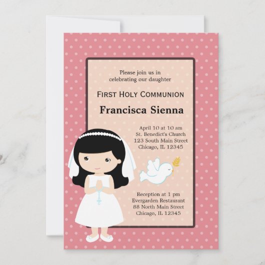 Invitation Fille de la Sainte Communion * Choisissez votre co (Devant)