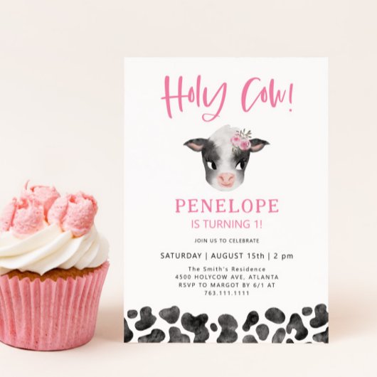 Invitation Fille de la vache sainte 1er anniversaire