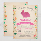 Invitation Fille de l'anniversaire de Bunny Oeuf de Pâques 1e (Devant / Derrière)