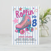 Invitation Fille de l'anniversaire de roller skating rétro Fa (Debout devant)