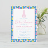 Invitation Fille de lapin Baby Shower (Debout devant)