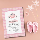 Invitation Fille de l'avion Baby Shower Mignon Rose et Gris